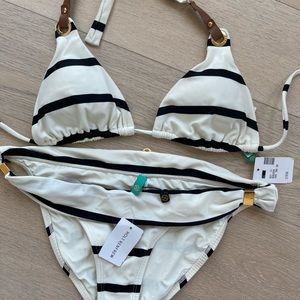 VIX Odette stripe bikini top and matching bottom.